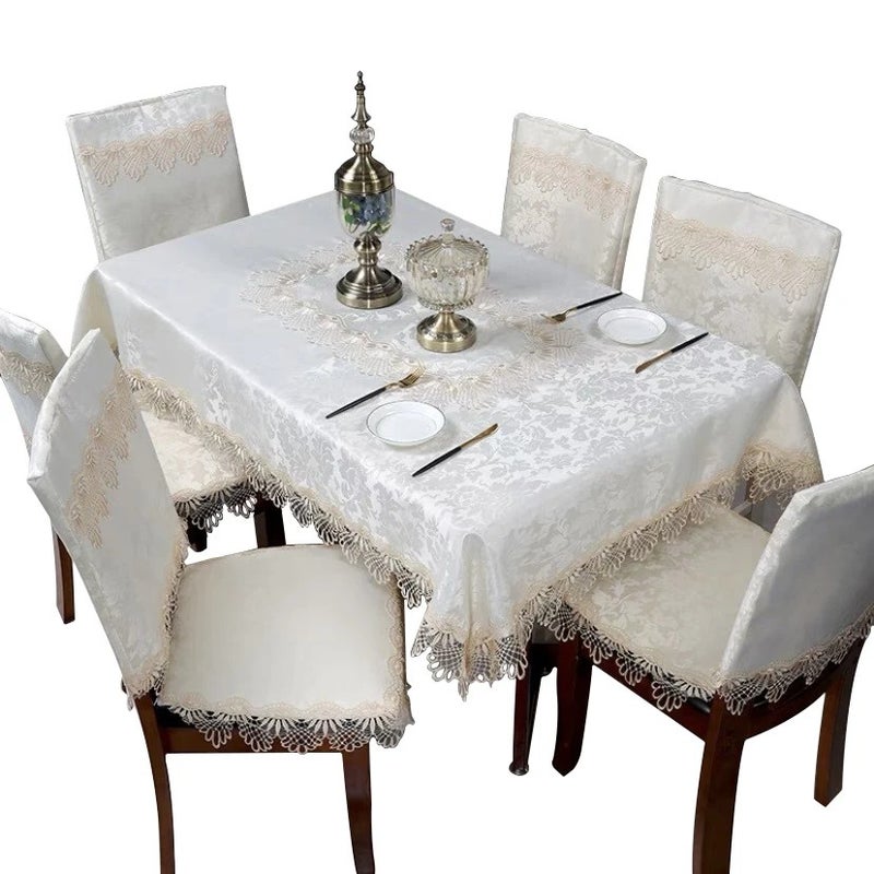 Bluejw New Style Square Jacquard Fabric Embroidery Lace Tablecloth - Image 2